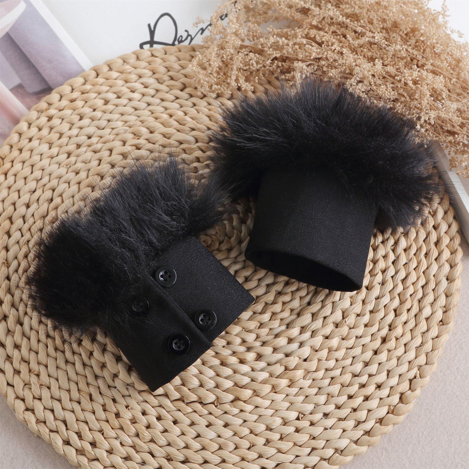 

Plush Fake Cuffs for Womens Black and White Sweet and Warm Detachable Sleeve Cuff Wristband Interior Decoration
