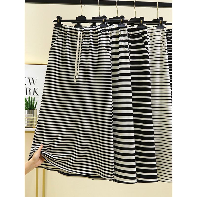 Back Slit High Waist Skirt for Women Summer Versatile Slimming A- Line Skirt Outer Wear Casual Pants Loose Drape Base Skirt