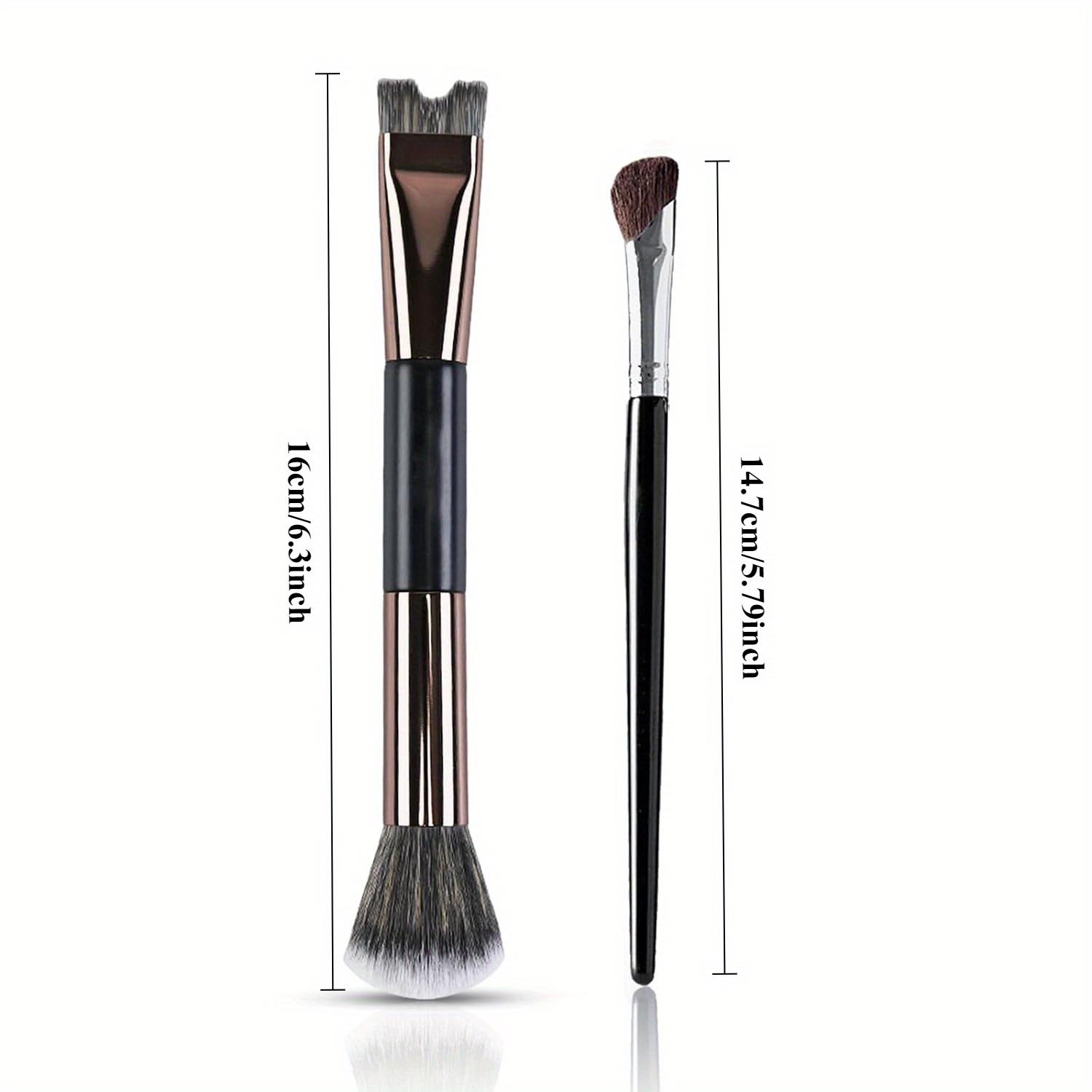 

2Pcs Nose contour brush, 2-in-1 U-shaped brush and fluffy brush, angled inclined brush