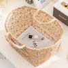 Fabric Floral Pattern Storage Basket Large Capacity Quilted Design Bento Handbags Collapsible Design Easy Carry Handles