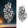 Static Glass Sticker Halloween Skeleton And Rose Window Clings, Removable Sketch Skull & Indoor Outdoor Decor Flower Sticker, Waterproof PVC Decal for