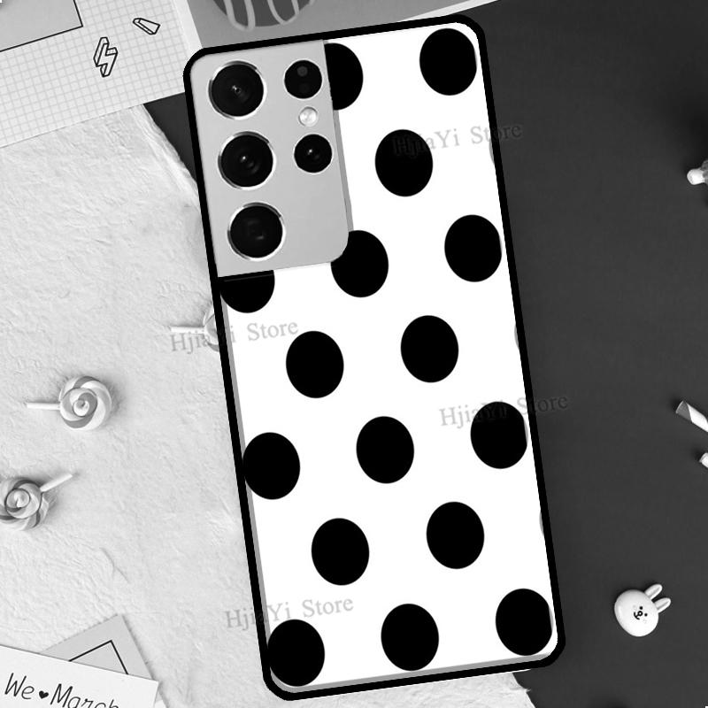 Black And White Polka Dot Case For Samsung Galaxy S21 S22 Ultra Note 20 S8 S9 S10 Note 10 Plus S20 FE Phone Cover