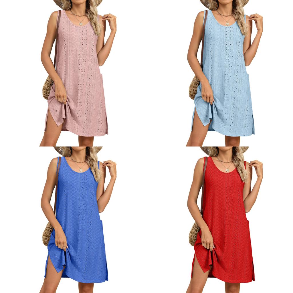 Womens Summer Dress With Pockets In Knit Fabric For Casual Office Wear