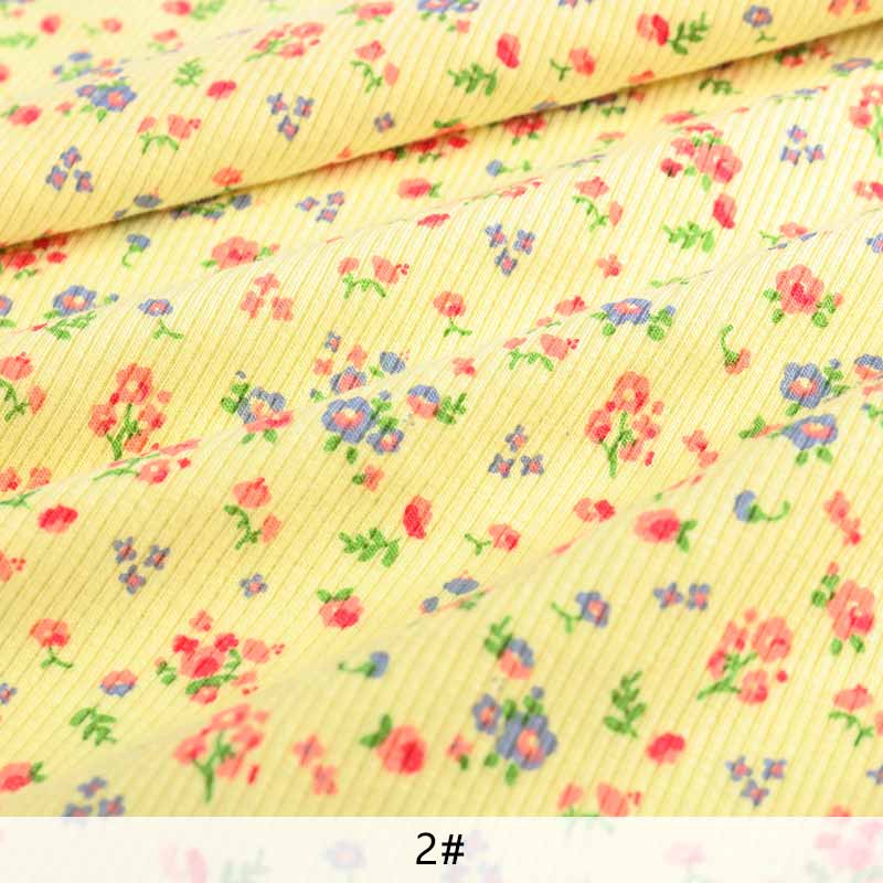 Thin Tissue Print Floral Fabric Rib Stretchy Jersey Fabric For Sewing Summer Dress Or Tops  50*150cm YHA0275