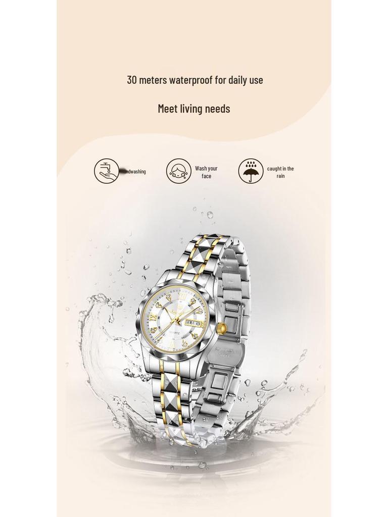 La Baoli Women's Waterproof Casual Steel Band Wristwatch - Model LA842