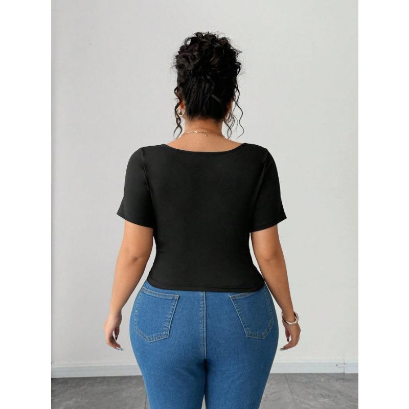 Summer New Style Oblique V-neck Fashion Slim Solid Color Simple Versatile Short-sleeved T-shirt