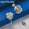 Charm 925 Sterling Silver 10MM Fine Braided Knotted Stud Earrings For Women Men Hip Hop Party Gifts Fashion Jewelry Accessories