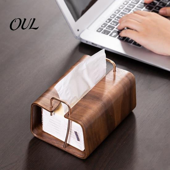 Sturdy Storage Box Wooden Tissue Holder, Rectangular Decorative Paper Napkin Dispenser, Bedroom Cover Organizer, for Office Desk Home Decor Dormitory