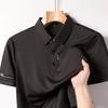 Men's Business Casual Short Sleeved Shirt with Badge Solid Color Polo Shirt Fashionable Breathable Comfortable Versatile Top