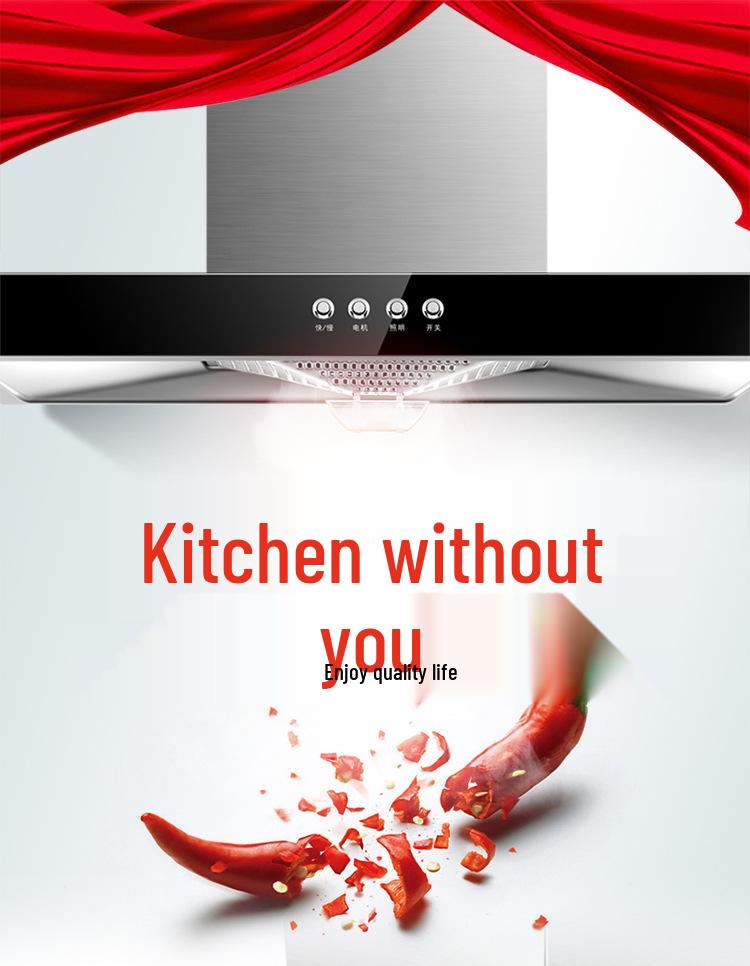 Compact 60-70cm Euro Style Top-Mount Range Hood with Large Suction for Small Apartments.