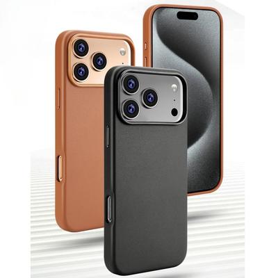 IPhone 16 Pro Max 17 Air 15 Plus 14 13 12 Promax High End Silný Magnetický Kryt pro Bezdrátové NabíjeníPouzdro na Telefon z Pravé Kůže