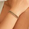 Trend Personality Stainless Steel Gold Color Shining Brightly Double-row Zircon Inlay Adjustable Bracelet for Women Jewelry Gift