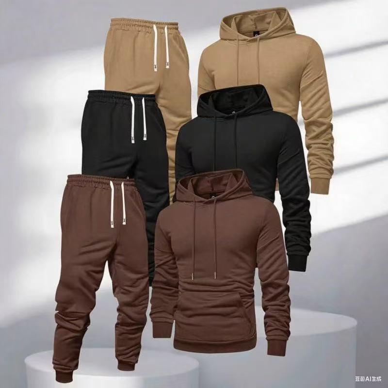 Mens Casual Sport Hoodie Set Loose Fit Long Sleeve Cotton Blend Tracksuit