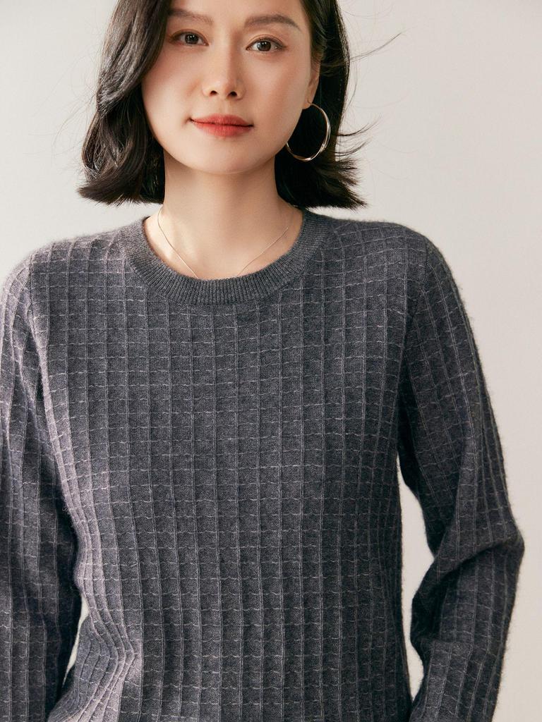 Women's Versatile Long Sleeve Cashmere Sweater – Loose, Slimming, Thick Cable Knit Base Layer Top