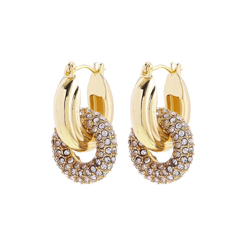 

New Trendy Rhinestone Geometric Round Hoop Earrings for Women Metal Pendant Statement Earring Zircon Gift Wholesale