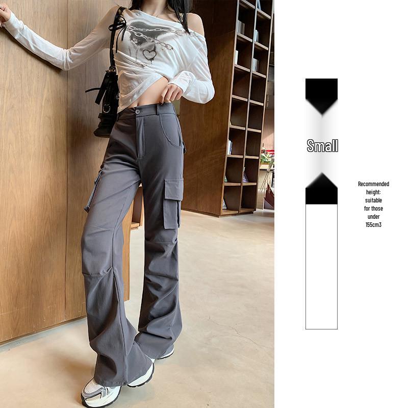 Schwarze, hoch taillierte Slim Fit-Arbeitshose für Damen im Frühjahr 2025