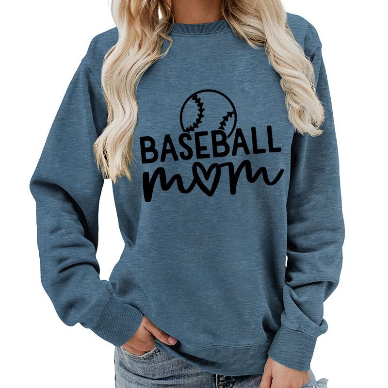 Women's Oversized Crew Neck Letter Print Baseball Sweatshirt Long Sleeve Casual Top Loose Fit Streetwear