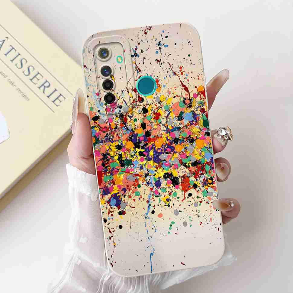Für Realme 5 Pro Hülle Niedliche Panda-Blumen-Abdeckungen Weiche Silikonhüllen Für Realme 5 Realme5 Pro Stoßfeste Rückseite Fundas