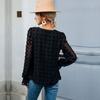 Fashionable and Casual Temperament Early Fall Tops Thin Section Loose V-neck Long-sleeved Black Shirt