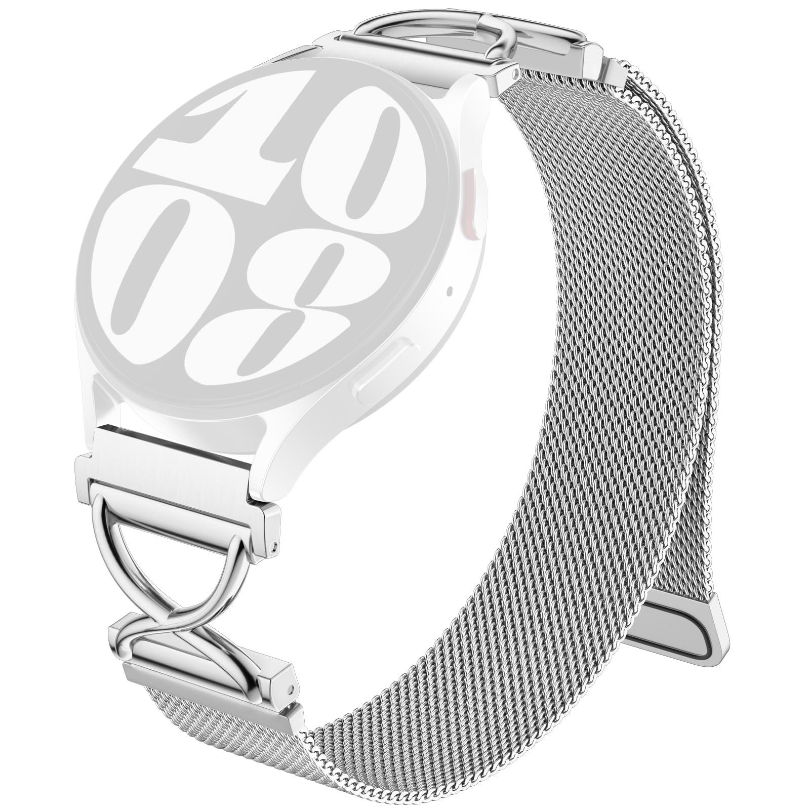 

For Garmin Vivomove 3/GarminMove 3 Watch Band Magnetic Stainless Steel Milanese Strap with X-Shaped Connector Silver