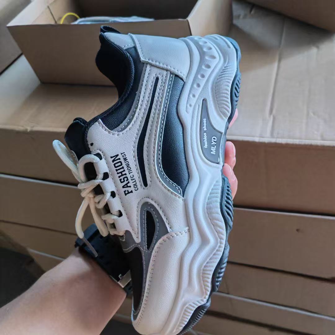 

Women s casual sports shoes running shoes dad shoes 2025 new women s shoes waterproof leather surface thick sole non-slip and wear-resistant 35