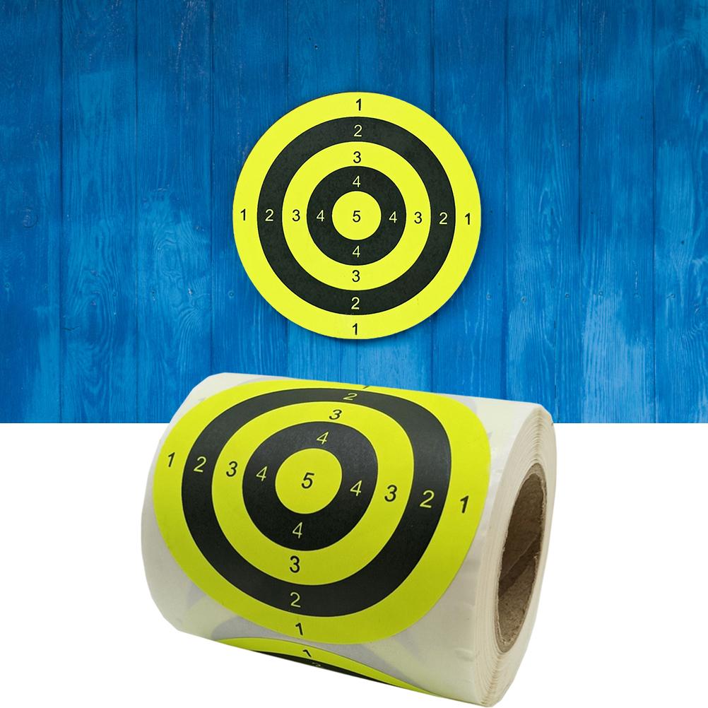1 Roll 3 Inch 200Pcs Shooting Aim Pasters Round Fluorescent Self Adhesive Shooting Aim Labels Stickers with Numbers