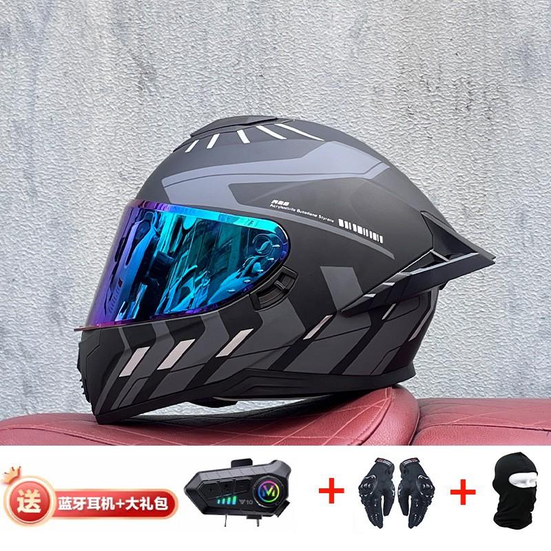 Full Face Motorcycle Helmet With External Bluetooth Module Men Women Large Rear Wing Sport Style DOT Approved