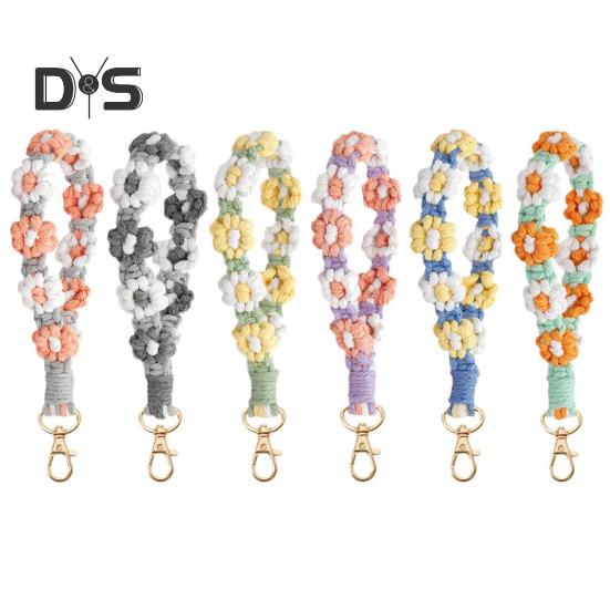 Boho Macrame Phone Wrist Strap Hand-Woven Cell Phone Lanyard Keychain Wristlet Charm Anti-Loss Phone Chain for Women Girls