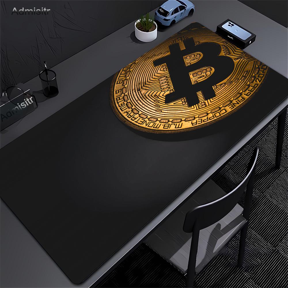 Large Gaming HD Mousepad Bitcoin Mouse Pad Anti-slip Rubber Mouse Mat Computer Gamer Desk Mat Stitched Edge Black Gamer Mousepad