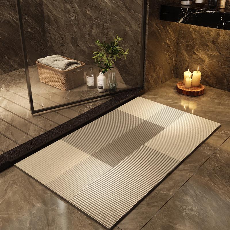 Quick-Dry, Non-Slip Diatomaceous Earth Bathroom Mat - Stylish, Absorbent, Cut-to-Fit, Stain & Wear Resistant