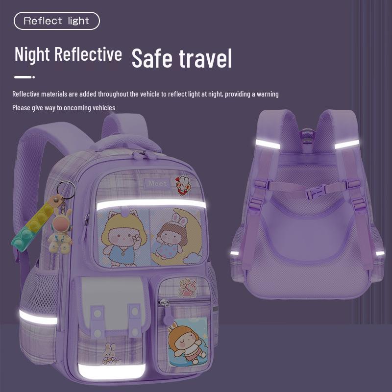 Plaid Backpack for Girls, 1-9 Grade, Large Capacity, Elementary & Middle School