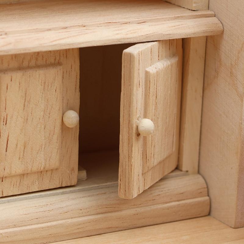 Unpainted Miniature Cabinet 1/12 Scale Doll House Decoration Scene Display Accessories Craft Model Project Furniture