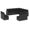 Vidaxl 11-Cz. Garden Lounge Set, Cushions Black Rattan Pe