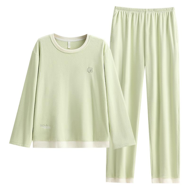 Island Fleece Pajamas Women'S Spring And Autumn Thickened Fleece Coral Fleece Casual Can Be Worn Outside Loungewear Autumn And Winter Thin Fleece Suit