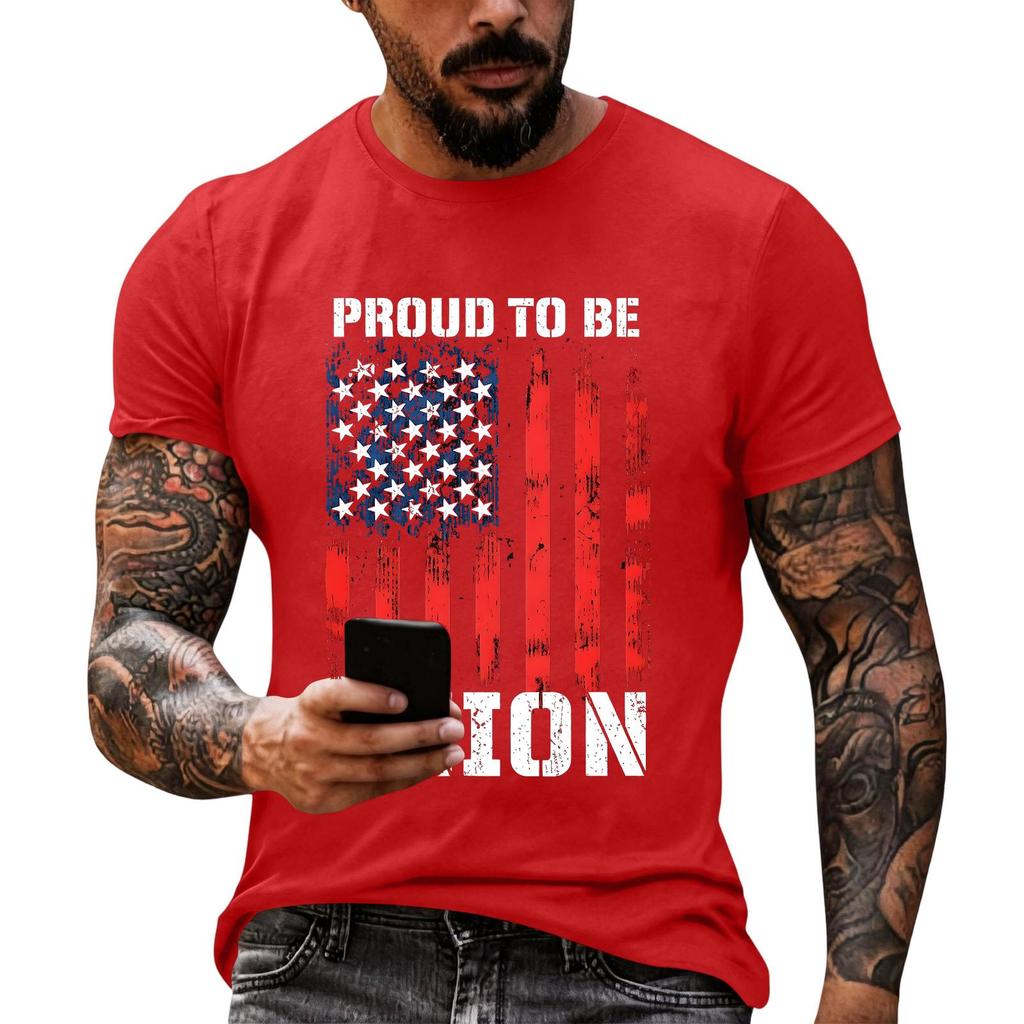 Men's Loose Fit Short Sleeve Casual T Shirt Labor Day Printed Graphic Tee Crew Neck Comfortable Top for Everyday Wear