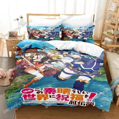 New 3D Print Anime KonoSuba Bedding Set Single Twin Double Queen King Cal King Size Bed Linen Set
