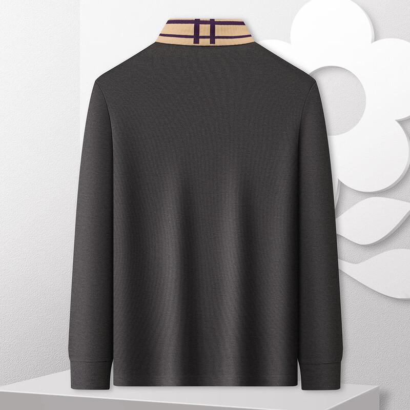 MONTAGUT Men's Pique Cotton Long-Sleeve Polo Shirt