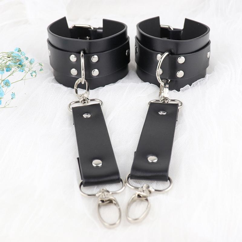 Porn Crotchless Underwear Women PU Leather Handcuffs Garter Set Goth Rave Sword BDSM Bondage Leg Harness Sexy Body Lingerie Sets