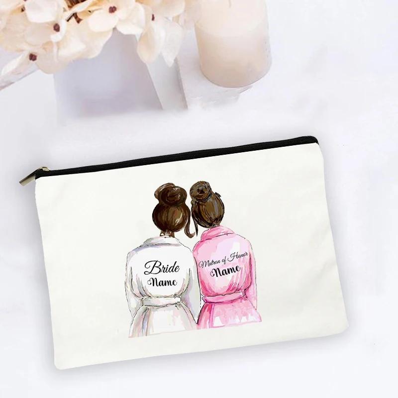 Personalised Makeup Bag Custom Name Cosmetic Bags Travel Toiletry Organizer Bride Storage Make Up Case Wedding Bridesmaid Gifts