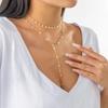 Salircon Boho Multi-camadas Cristal Contas Corrente Colar Sexy Longo Pingente Borla Frente Peito Corrente Colar Moda Festa Jóias