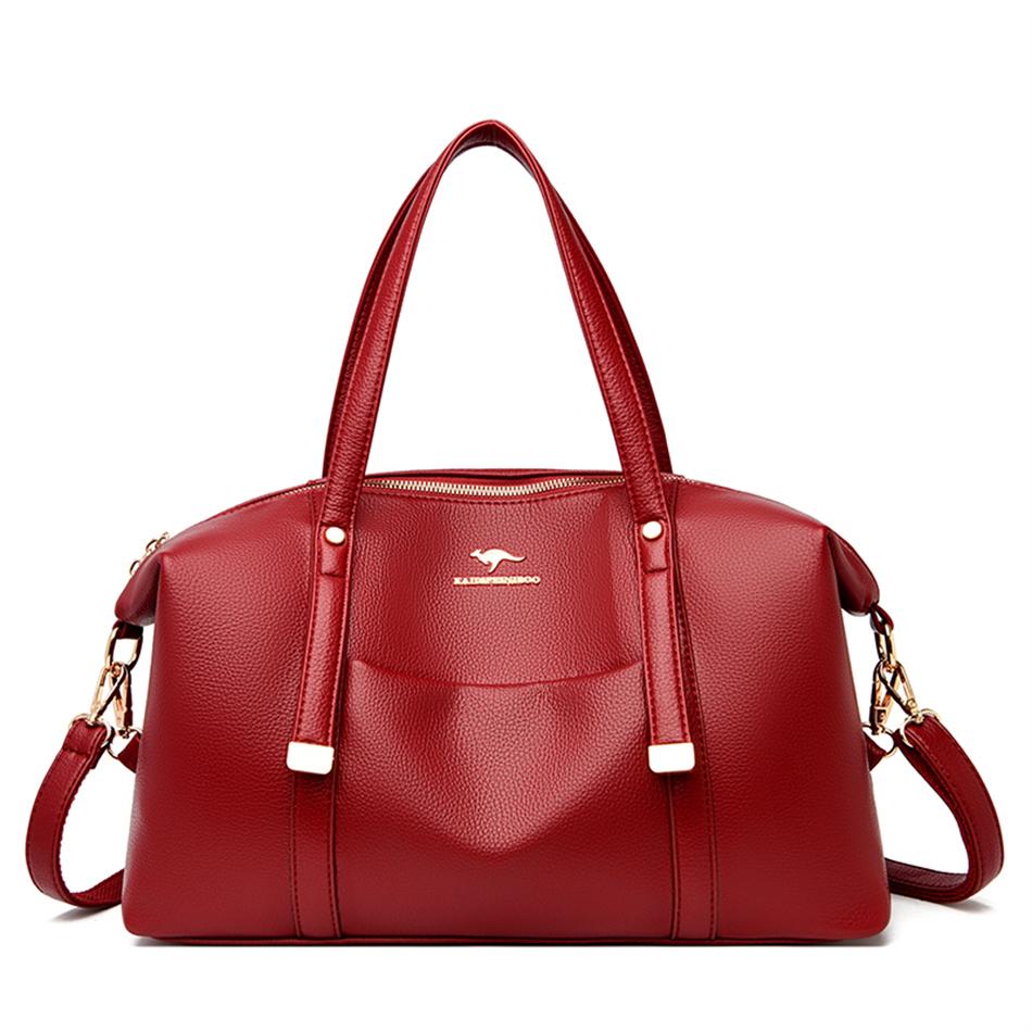 

Genuine Brand Luxury Casual Tote Bag Soft PU Leather Large Capacity Handbag Women s Boston Bag 2026 Shoulder Crossbody Bag червоний