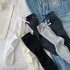 Female Spring and Summer Pure Color Bow All Build In The Tube Pile Pile Cotton Socks