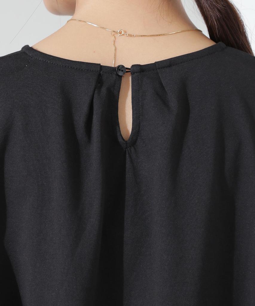 Nano Universe Floral Lace Top with Balloon Size F Women's Sleeves, Black, 010, 673-5124314