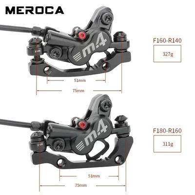 Brakes Meroca 4 Pistons Hydraulic Brakes Mtb Bicycle Brakes Caliper Rotor 160mm Set Mountain Bike 800/1400mm for E4 ZEE M420