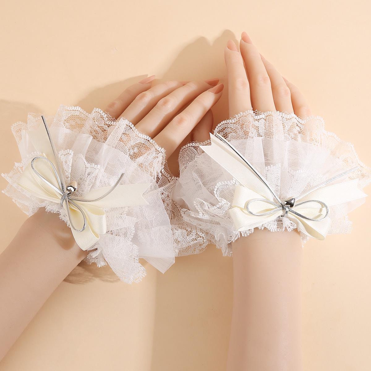 

Lolita Lace Heart Bow Cosplay Cuffs Bracelet
