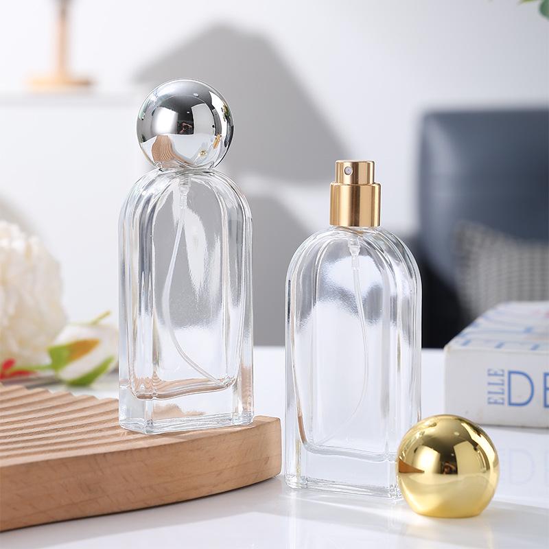 Transparent Glass Spray Perfume Decanter Bottle - Small Cylindrical Design