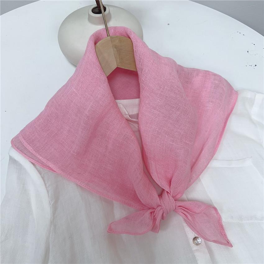 Clearance Welfare Retro Linen Square Scarf Literary And Versatile Women'S Summer Neck Protection Cotton And Linen Small Silk Scarf Scarf Printed Model