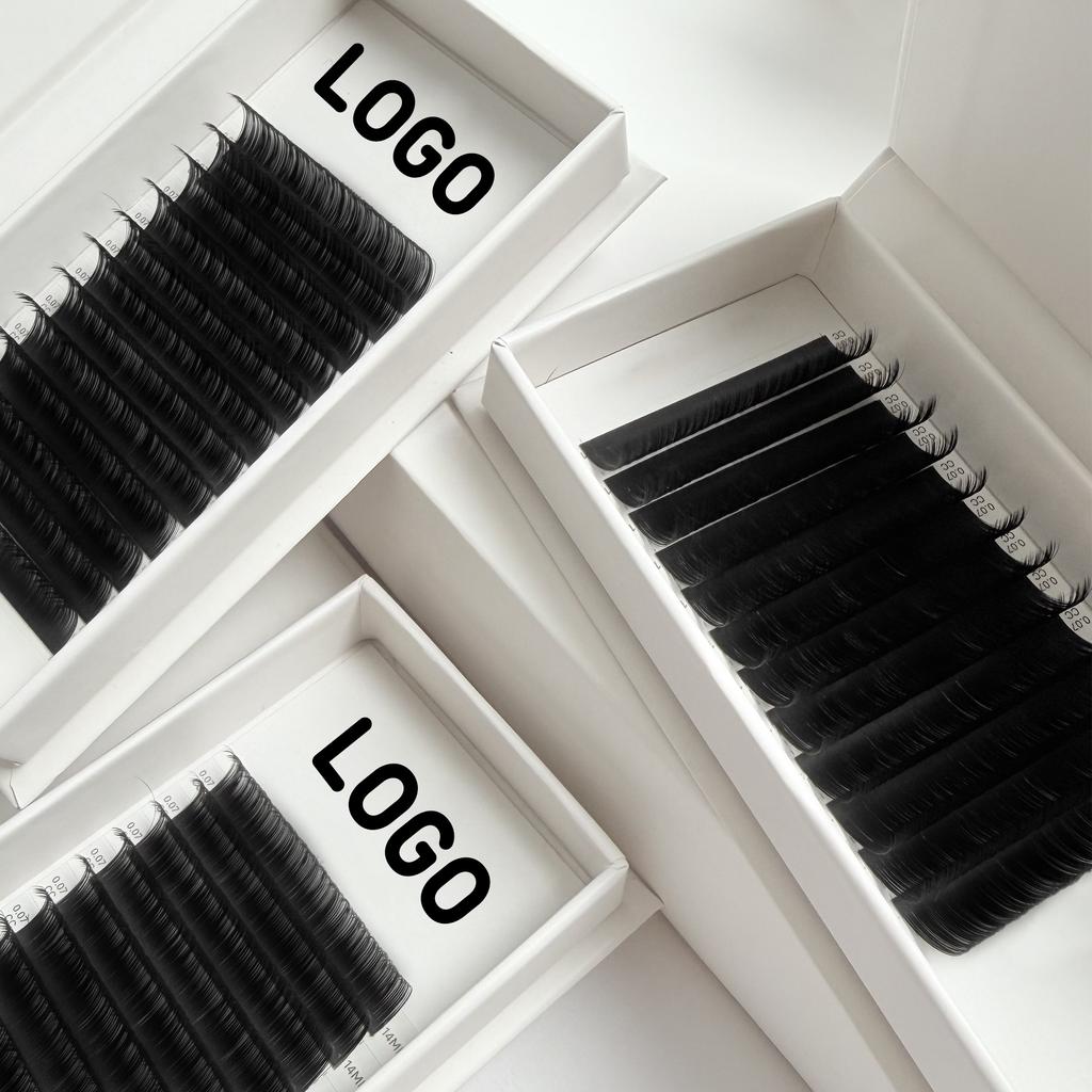 Synthetic Hair Mega Volume Eyelash Extensions Tray Matte Black with Custom Logo Cruelty-Free Vegan