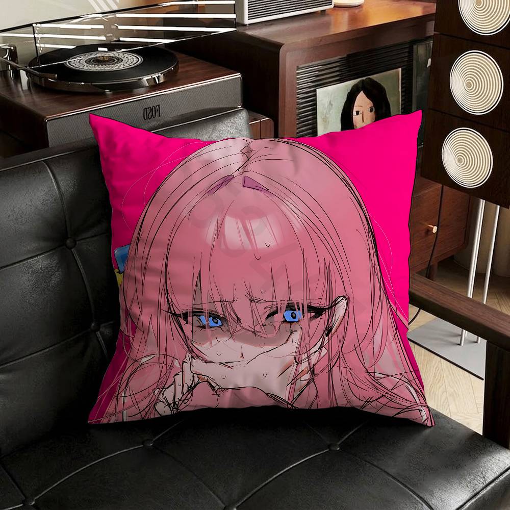 BBocchi The Rock Pillow Case Antidustmite Pillowcase Invisible Zipper Silky Short Plush Sofa Cushion Cover