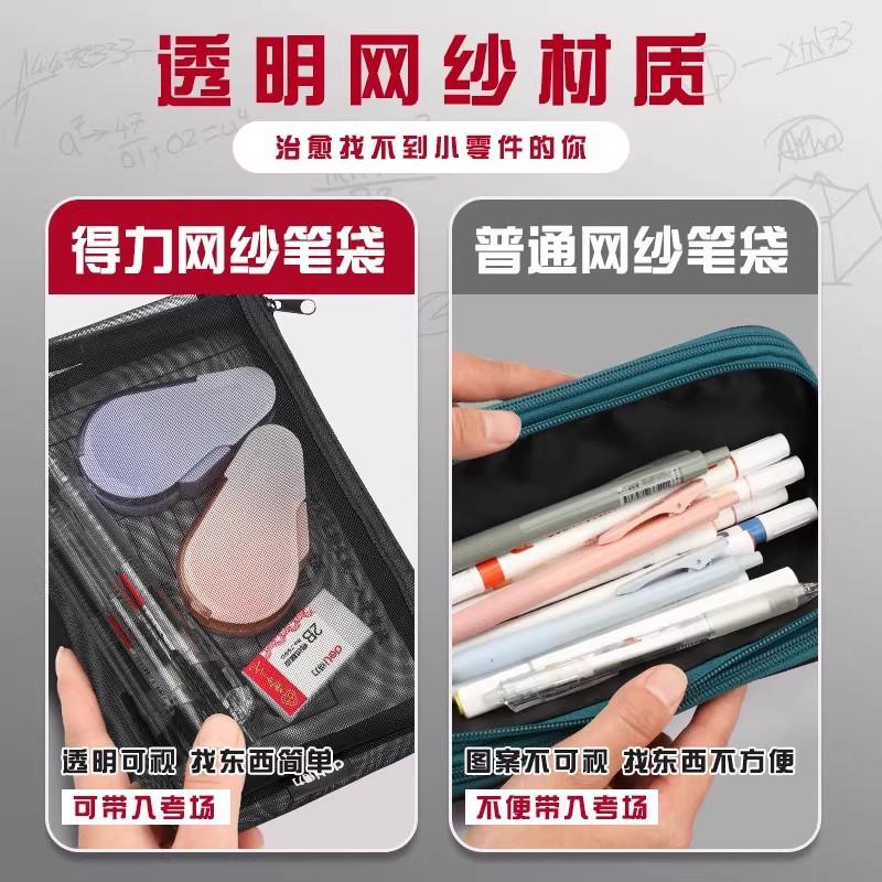 Special transparent three-dimensional large-capacity student stationery storage bag for mesh pencil bag is portable and simple
